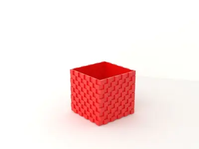 Pot 3D Print Model 7 3D print model 8 cube with grass 3D print model