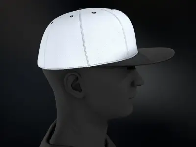 Black And White Snapback Cap  Low-poly 3D model