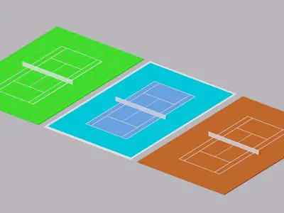 Tennis Courts Collection Low-poly 3D model