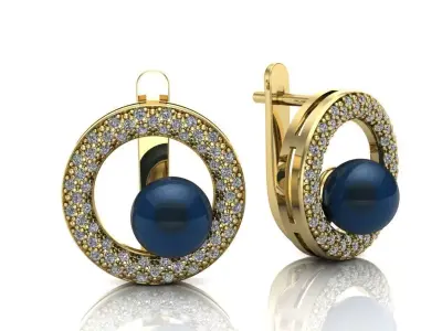 Earrings with pearls 3D print model purchase