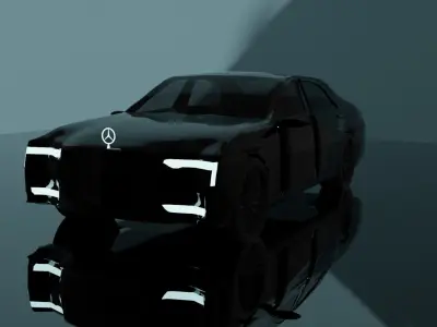 Mercedes futuristic car with reflective surface 3D model