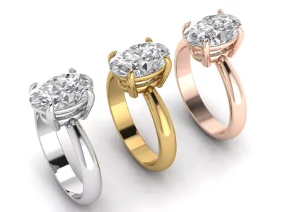 Classic Solitaire Diamond Ring 3D print model