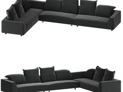 L Shaped Velvet Sectional Sofa Free 3D model