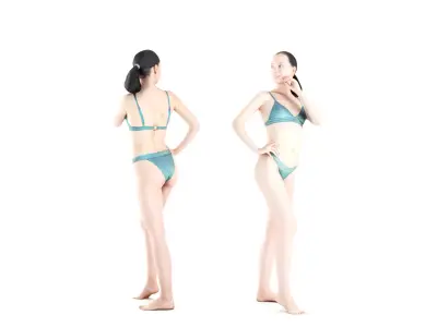 Pretty woman in a swimsuit 03 Low-poly 3D model