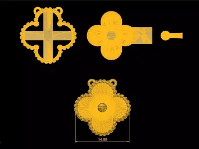 Alhambra Inspired Clover Pendant VCA 3D print model