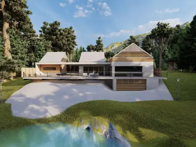  Casa Scene-villa-modern house 3D model