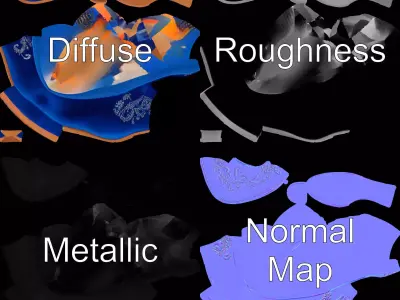 Royal Blue Velvet Shoe model pack Low-poly 3D model