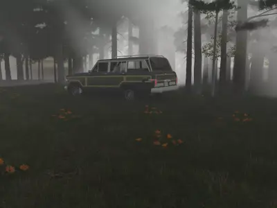 A car in forest scene 3D model