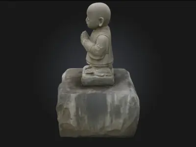 Little Monk Statue  Peaceful Figurine Model for Zen and Garden 3D model