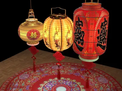 Chinese red lantern  3D model 44