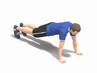 Plank Ins  Exercise Man Animation Low-poly 3D model