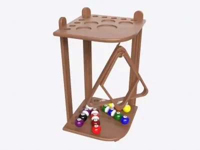 Billiard 10 Cue Corner Floor Rack Light 3D model