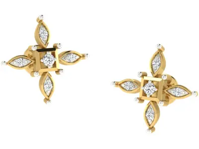 Solitaire Women Stud Earring 3dm STL OBJ FBX Render Details 3D print model get