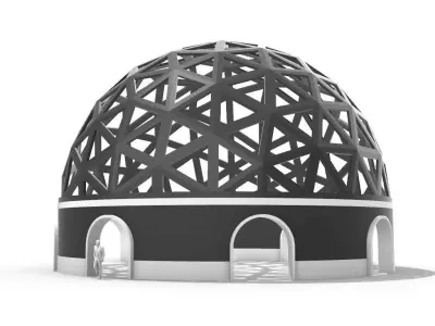 Geodesic Dome Pavilion with Openings Stand Alone Structure V1 3D model