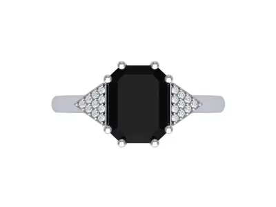 Emerald Radiant Artdeco Ring 3D print model