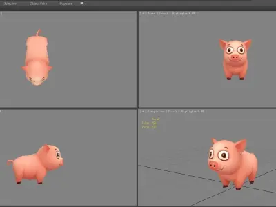 Cartoon piggy Low-poly 3D model