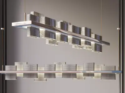 Luxury Modern Linear Crystal Chandelier Pendant Light  Low-poly 3D model