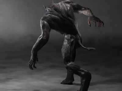 Werewolf demon with claws Low-poly 3D model