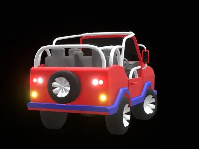Low Poly Jeep 3D Model for Off-Road Games Adventure Scenes Low-poly 3D model