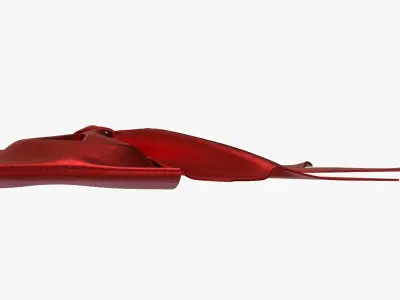 Small ribbon decoration red metallic 3D model