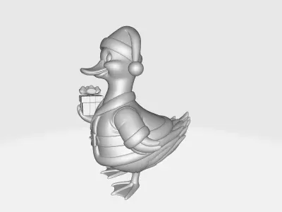 Santa Goose Holding Gift Christmas Goose Figurine Whimsical Xmas 3D print model