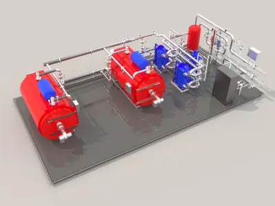 Industrial boiler room 3D model