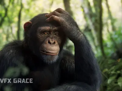 Chimpanzee Animated VFX Grace 3D model