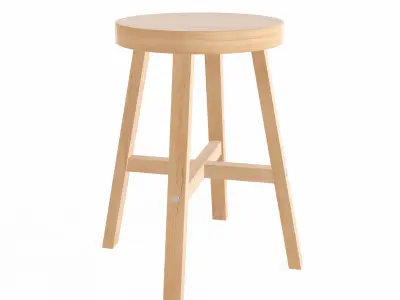 Wood Stool  2 Low-poly 3D model