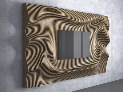 Parametric Wavy Wooden Wall Decor 22 -  CNC files for cutting 3D model