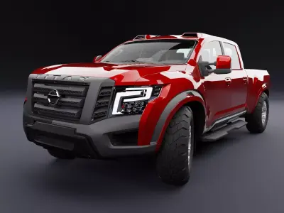 Nissan 4x4 Car Metallic Red Dark Low-poly 3D model