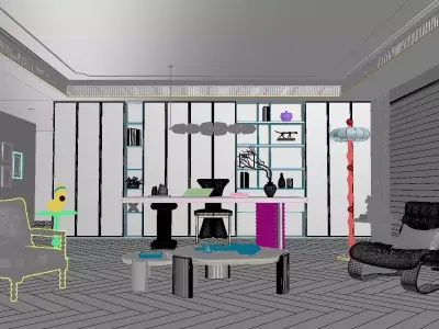 French style living room 3D model