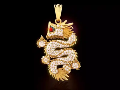 Luxury Diamond Dragon Pendant 3D print model