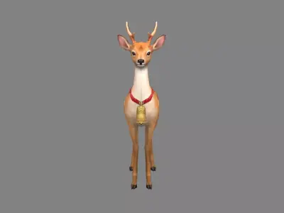 Cartoon sika deer Low-poly 3D model