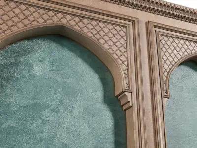 Arch in oriental style Arab decorative wall 3D model