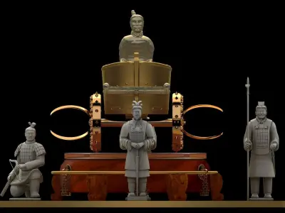 Chinese  chariot with warrior  3D model