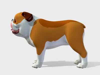 Cartoon Dog - Bulldog Low-poly 3D model