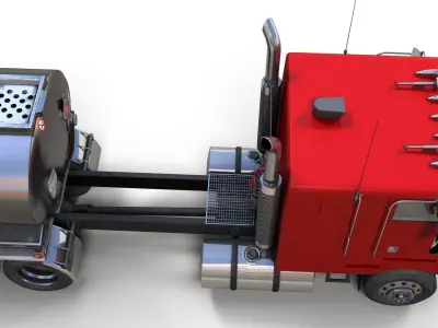 Peterbilt 362 custom fuel trailer Low-poly 3D model