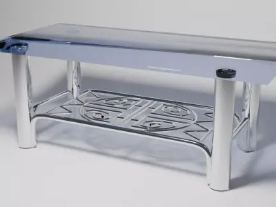Modern Glass and Chrome Coffee Table 3D Model 3D model