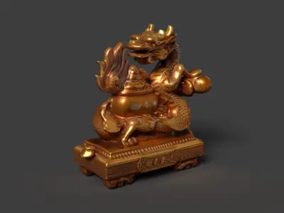 Chinese dragon money pot  Low-poly 3D model
