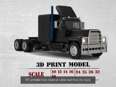 Truck  Rubber Duck and fuel Tanker trailer movie Convoy 3D Model Pack