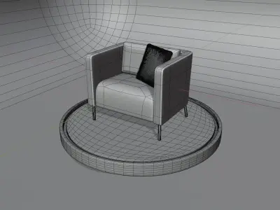 Yellow Chair with Summer pillow 3D model