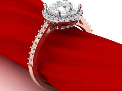 Luxury engagement ring 3D print model 2