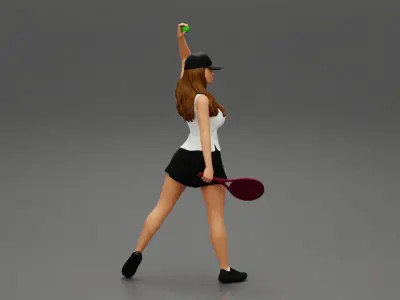 woman throwing tennis ball 3D print model