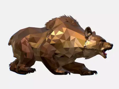 Animated Low Poly Art Brown Bear Low-poly 3D model