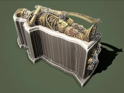 Sarcophagus gold and purse Low-poly 3D model