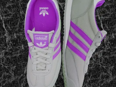 ADIDAS 3D SHOES - WHITE - PURPLE - DRAGON Low-poly 3D model