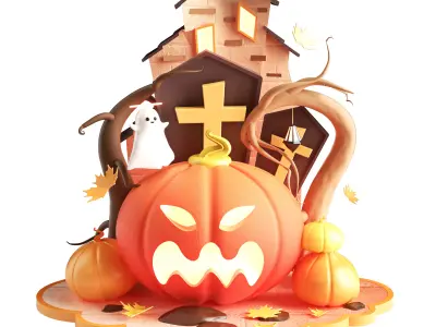 3D Halloween Castle Model Free 3D model