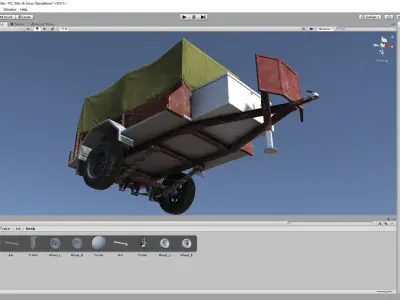 Car Trailer for Unity3D Low-poly 3D model