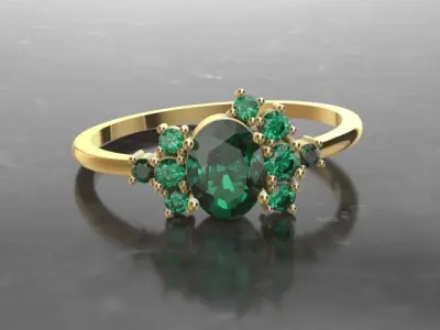 Ring-size53 emerald ring gold 3D print model