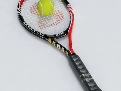 Tennis Racket and Ball 03 Low-poly 3D model